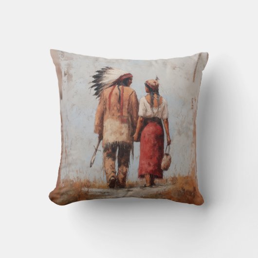 Native American Couple Throw Pillow Kussen (Voorkant)
