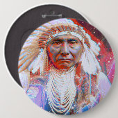 Native American Crazy Horse Pinback Button (Voorkant /achterkant)