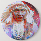Native American Crazy Horse Pinback Button (Voorkant)