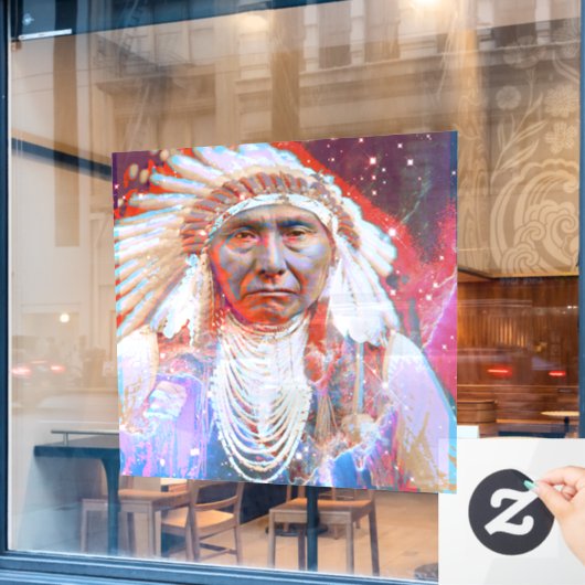Native American Crazy Horse Raamsticker (Cafe Raam)