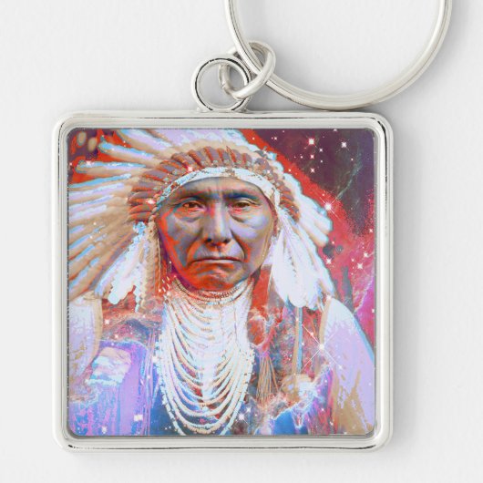 Native American Crazy Horse Sleutelhanger (Voorkant)