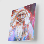 Native American Crazy Horse Vierkante Klok (Hoek)