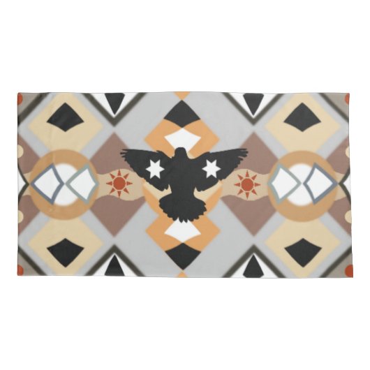 Native American Crow Kussensloop (Achterkant-Links)