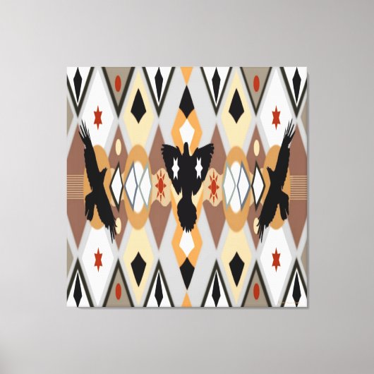 Native American Crow Stretched Canvas Print (Voorkant)