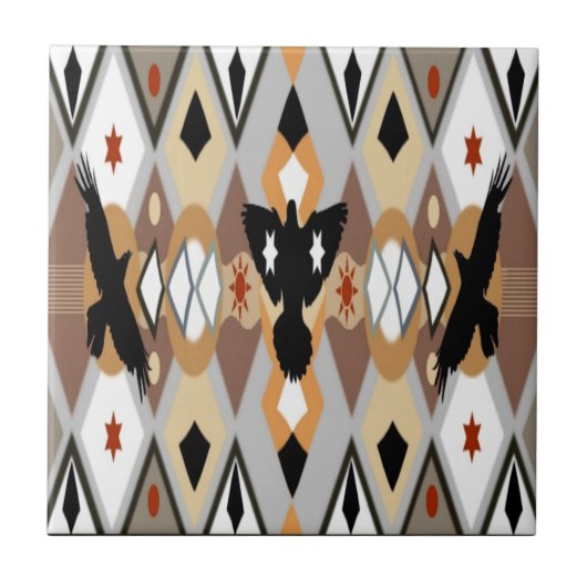 Native American Crow Tile Tegeltje (Voorkant)