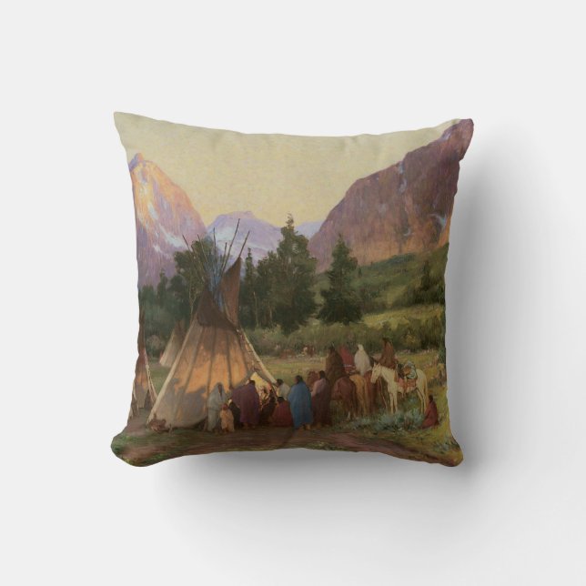 Native American Crow Tribe MoJo Pillow Kussen (Voorkant)
