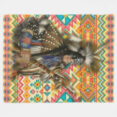 Native American Crow Warrior Fleece Deken (Voorkant (Horizontaal))