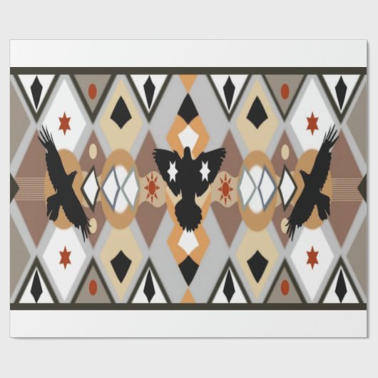 Native American Crow Wrapping Paper Cadeaupapier (Vlak)