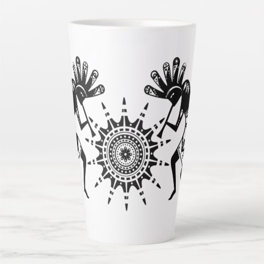 Native American Culture - Sun Dancing Kokopelli 1 Latte Mok (Voorkant)