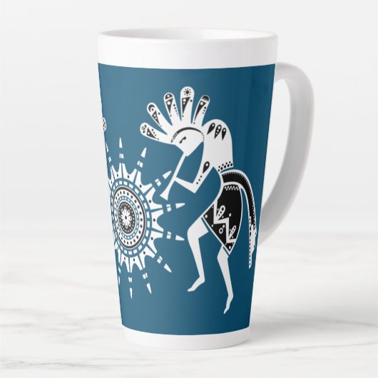 Native American Culture - Sun Dancing Kokopelli 2 Latte Mok (Rechterhoek)