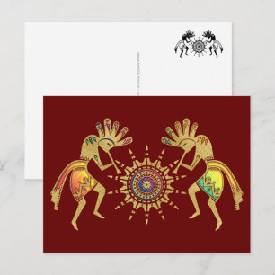 Native American Culture - Sun Dancing Kokopelli 3 Briefkaart