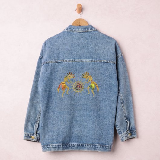 Native American Culture - Sun Dancing Kokopelli 3 Denim Jacket (Hangar)