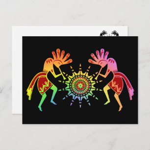 Native American Culture - Sun Dancing Kokopelli 4 Briefkaart