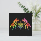 Native American Culture - Sun Dancing Kokopelli 4 Kaart (Staand voorkant)