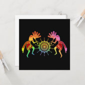 Native American Culture - Sun Dancing Kokopelli 4 Kaart (Voorkant / Achterkant in situ)