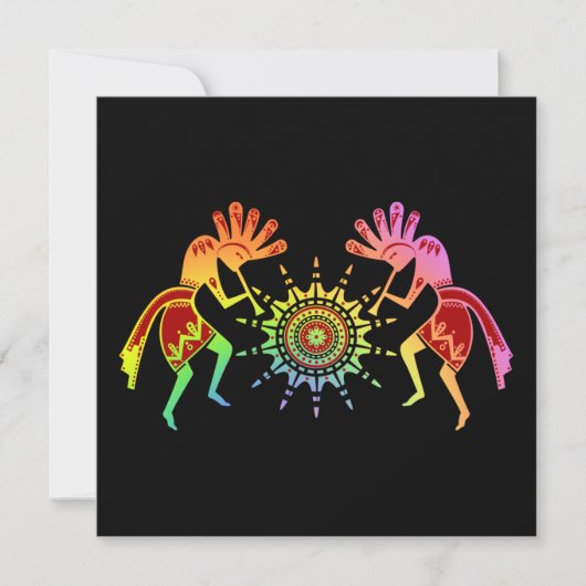 Native American Culture - Sun Dancing Kokopelli 4 Kaart (Voorkant)