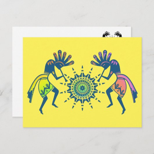 Native American Culture - Sun Dancing Kokopelli 5 Briefkaart (Voorkant / Achterkant)