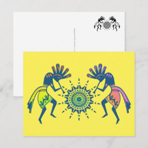 Native American Culture - Sun Dancing Kokopelli 5 Briefkaart