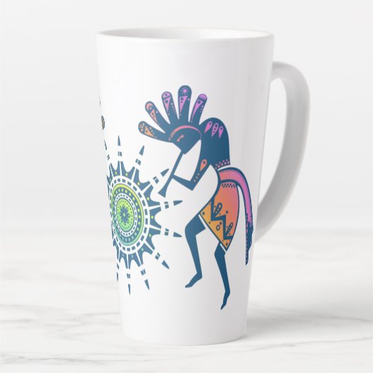 Native American Culture - Sun Dancing Kokopelli 5 Latte Mok (Rechterhoek)