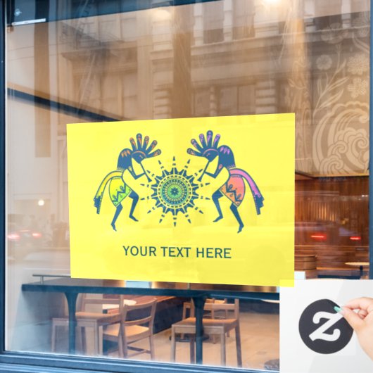 Native American Culture - Sun Dancing Kokopelli 5 Raamsticker (Cafe Raam)
