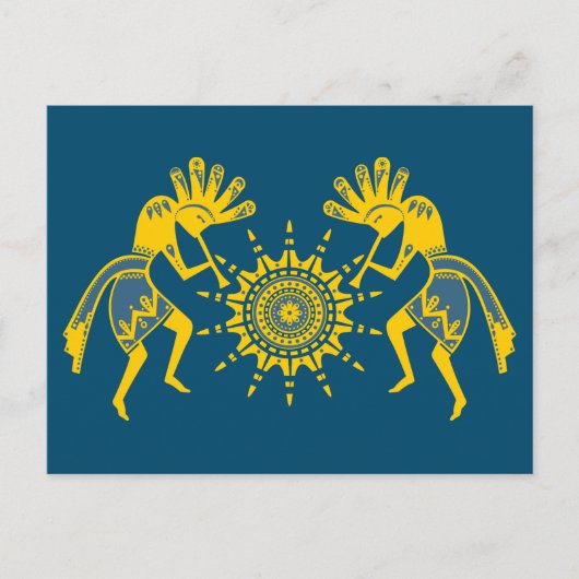 Native American Culture - Sun Dancing Kokopelli 6 Briefkaart (Voorkant)
