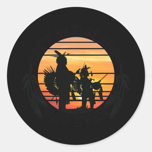 Native American Dad Vaderdag Gift Apparel Ronde Sticker (Voorkant)