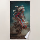 Native American Dancer Beach Towel Strandlaken (Voorkant)