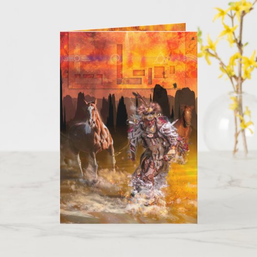 Native American Dancer ROLLING THONDER Kaart (Gele Bloem)