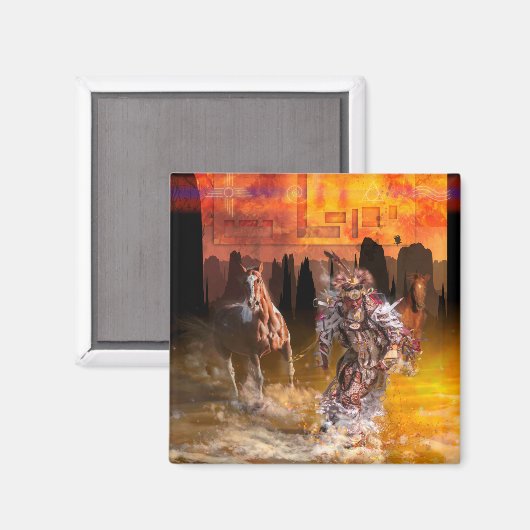 Native American Dancer "ROLLING THUNDER" Magneet (Voorkant / Achterkant)