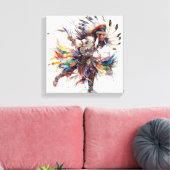 Native American Dancer Stretched Canvas Print (Insitu (Woonkamer))