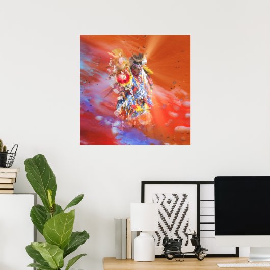 Native American DANCING WOLVES Poster (Thuiskantoor)