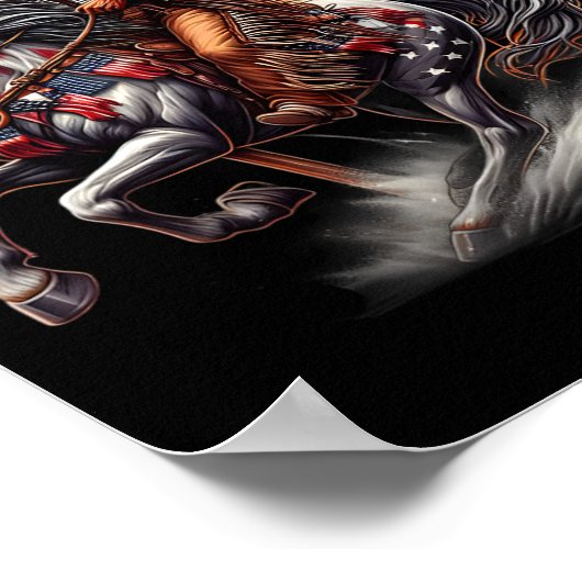 Native American Day Flag Indian Riding Horse 4th O Poster (Hoek)