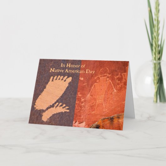 Native American Day Petroglyphs Voeten en figuur Kaart (Voorkant)