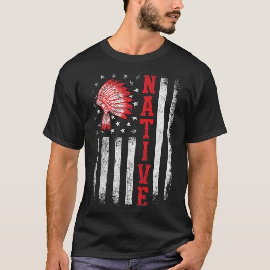 Native - American Day Usa Flag Cherokee Indigenous T-shirt (Voorkant)