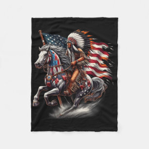 Native American Day Vlag Indiaas Ruiterpaard 4e O Fleece Deken