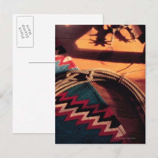 Native American deken , lasso en spurs Briefkaart (Voorkant / Achterkant)
