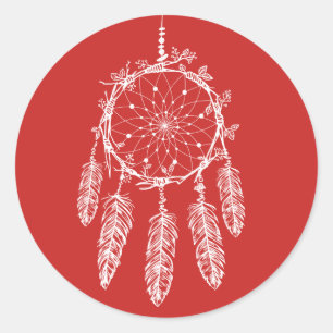 Native American Dream Catcher Red Tribal Ronde Sticker