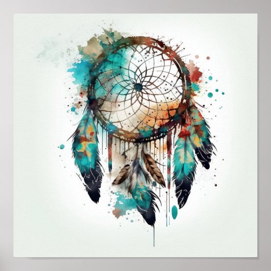 Native American Dreamcatcher Art Print Poster (Voorkant)