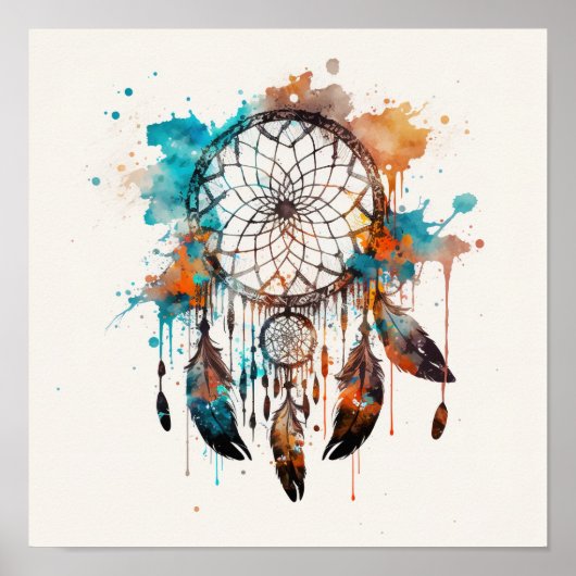 Native American Dreamcatcher Art Print Poster (Voorkant)