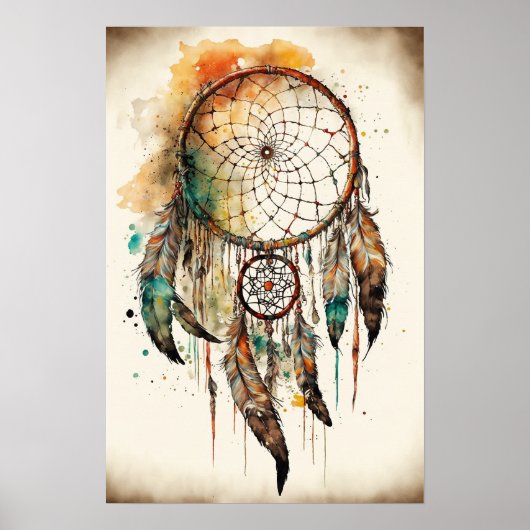 Native American Dreamcatcher Art Print Poster (Voorkant)