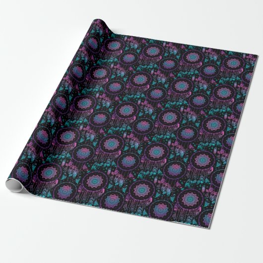 Native American Dreamcatcher maan patroon Cadeaupapier (Uitgerold)