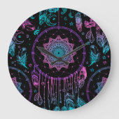 Native American Dreamcatcher maan patroon Grote Klok (Voorkant)