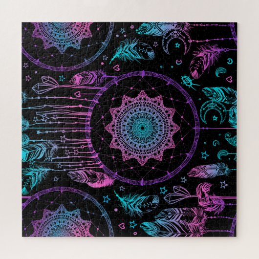 Native American Dreamcatcher maan patroon Legpuzzel (Horizontaal)