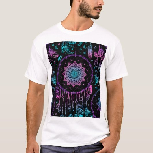 Native American Dreamcatcher maan patroon T-shirt (Voorkant)
