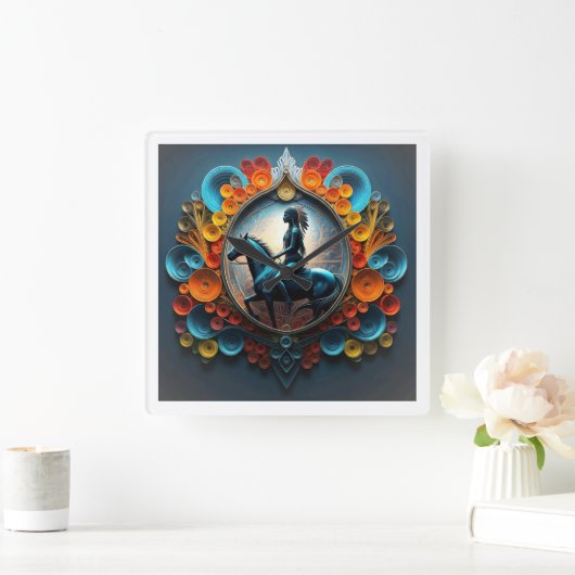 Native American Dreamscape Vierkante Klok (Huis)