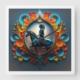 Native American Dreamscape Vierkante Klok