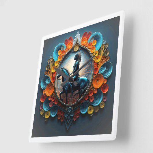 Native American Dreamscape Vierkante Klok (Hoek)