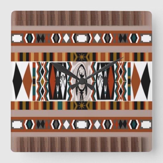 Native American Dreamweaver Wall Clock Vierkante Klok (Voorkant)