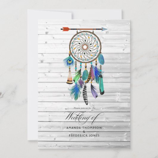Native American Drocatcher Bohemian Wedding Kaart (Voorkant)
