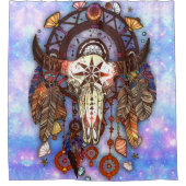 Native American Drocatcher Tribal Buffalo Skull Douchegordijn (Voorkant)